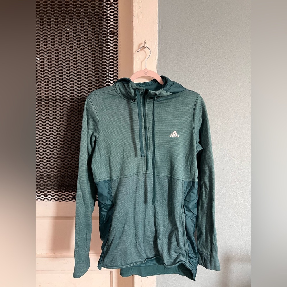 Adidas Forest Green Half-Zip Hooded Pullover